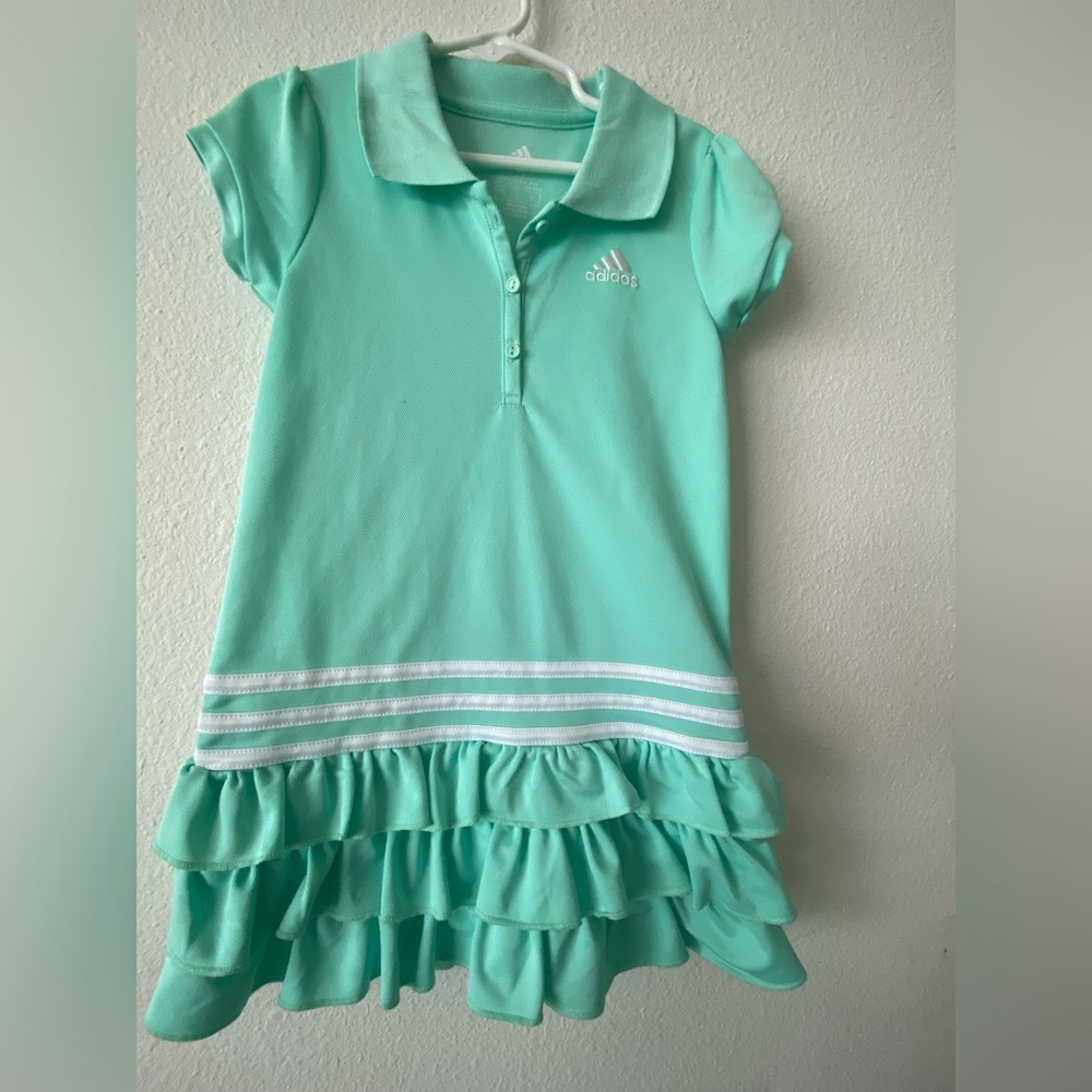 Adidas dress for girl size 5 color light green excellent condition